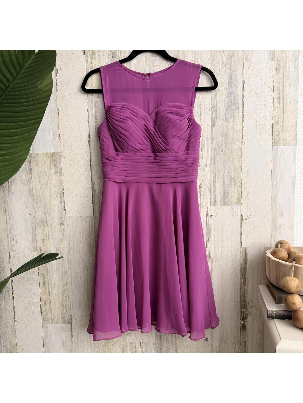 Azazie Women A4 Magenta Pleated Chiffon Fit Flare Formal Dress